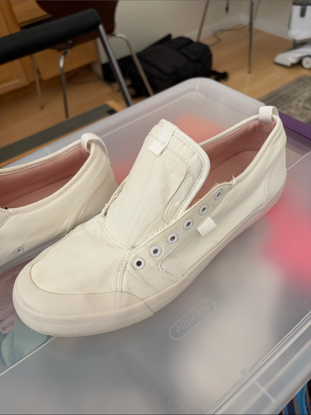 DC Off-White Canvas Slip-On Sneakers size 14